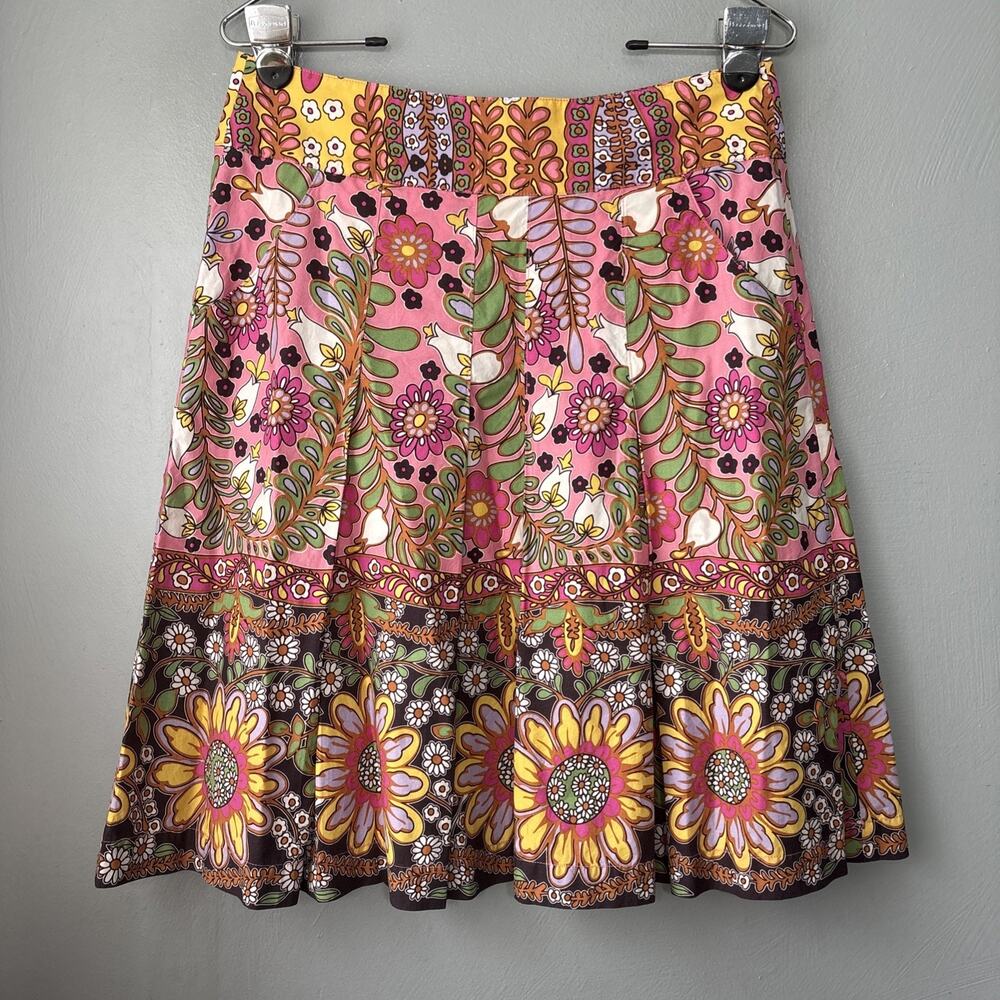 CAbi Pleated Skirt Size 4 Colorful Ashbury Retro Floral Festival Dopamine Hippie